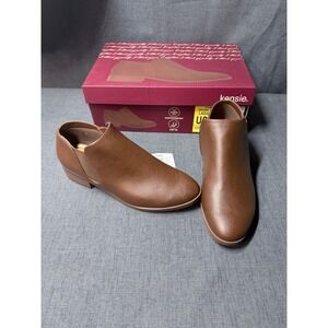 Kensie Sammy Brown Ankle Booties Side Zip Low Block Heel Shoes Womens 6 NEW